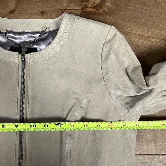 Dennis by Dennis Basso Women’s Size XS Beige Taupe Leather Jacket Full Zip NWT! - Picture 8 of 12